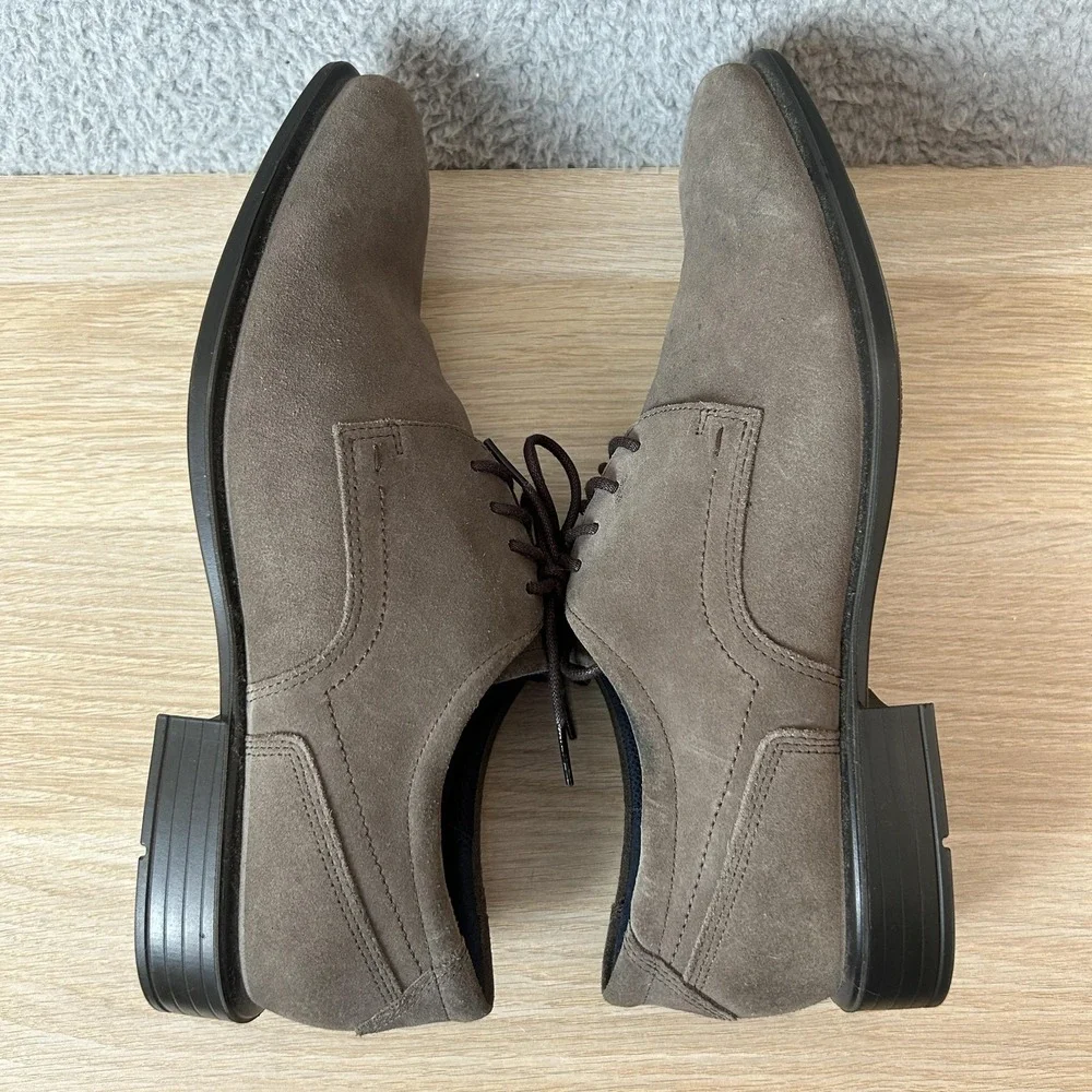 ECCO Shoes‎ Mens Size 44 Suede Leather Dress Lace Up Comfort Shock Point Sole